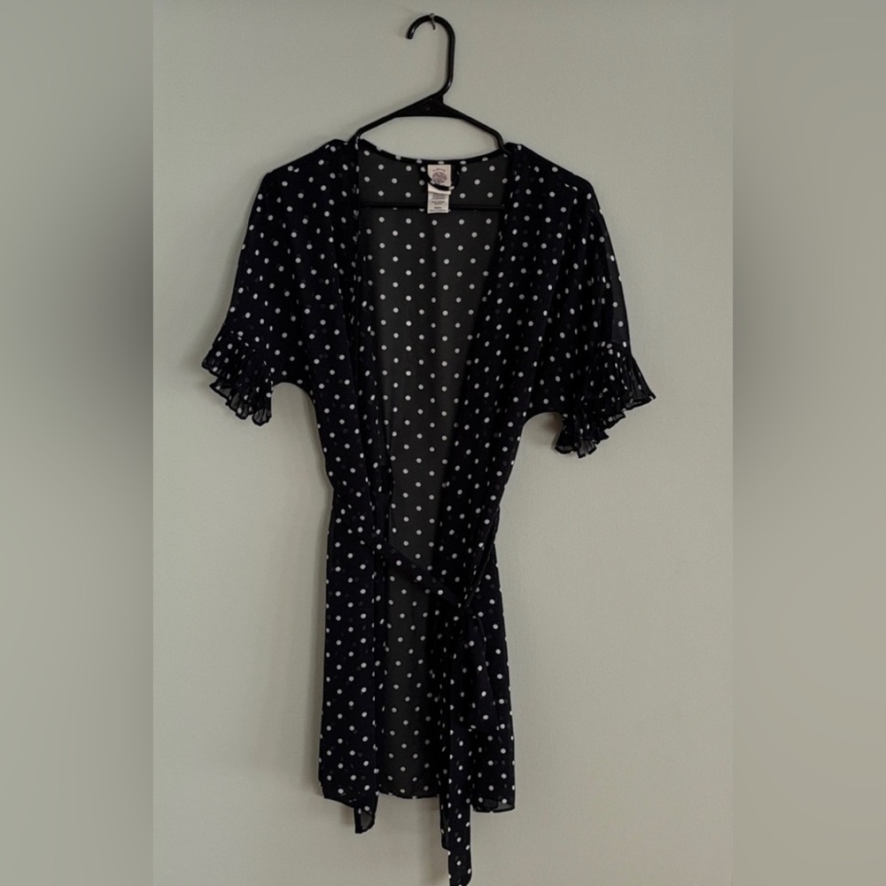 In Bloom Sheer Black White Ruffle Sleeve Polka Dot Dress Women’s Size M Medium
